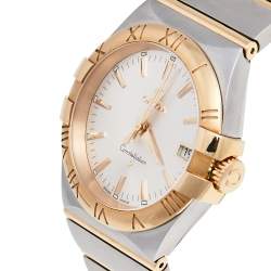 Omega Silver Stainless Steel and 18K Yellow Gold Constellation 396.2011 Women's Wristwatch 34 mm