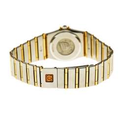 Omega Champagne 18K Yellow Gold Stainless Steel Diamond Constellation 895.1080.1 Women's Wristwatch 22 mm