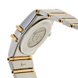 Omega Champagne 18K Yellow Gold Stainless Steel Diamond Constellation 895.1080.1 Women's Wristwatch 22 mm