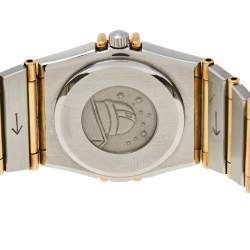 Omega Champagne 18K Yellow Gold Stainless Steel Diamond Constellation 895.1080.1 Women's Wristwatch 22 mm