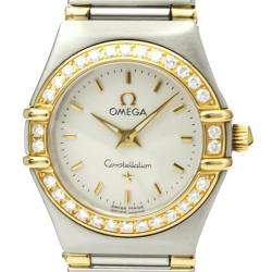 Pre Owned Omega Silver Diamonds 18k Yellow Gold And Stainless Steel Constellation 1367.30 Women's Wristwatch 22 MM