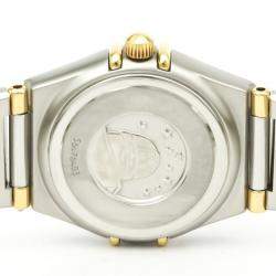 Pre Owned Omega Silver Diamonds 18k Yellow Gold And Stainless Steel Constellation 1367.30 Women's Wristwatch 22 MM