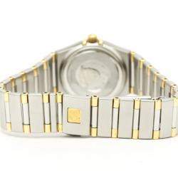 Pre Owned Omega Silver Diamonds 18k Yellow Gold And Stainless Steel Constellation 1367.30 Women's Wristwatch 22 MM