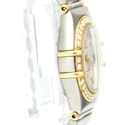 Omega Silver Diamonds 18k Yellow Gold And Stainless Steel Constellation 1367.30 Quartz Women's Wristwatch 22 MM