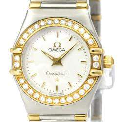 Omega Silver Diamonds 18k Yellow Gold And Stainless Steel Constellation 1367.30 Quartz Women's Wristwatch 22 MM