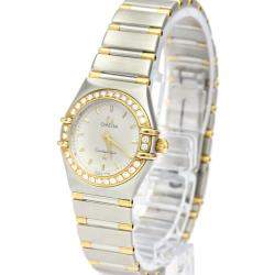 Omega Silver Diamonds 18k Yellow Gold And Stainless Steel Constellation 1367.30 Quartz Women's Wristwatch 22 MM