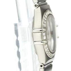Pre Owned Omega Silver Diamonds Stainless Steel Constellation Quartz Women's Wristwatch 22MM