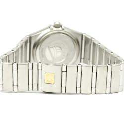 Pre Owned Omega Silver Diamonds Stainless Steel Constellation Quartz Women's Wristwatch 22MM