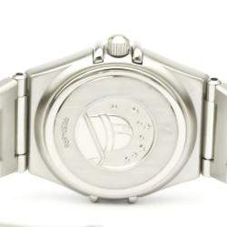 Pre Owned Omega Silver Diamonds Stainless Steel Constellation Quartz Women's Wristwatch 22MM