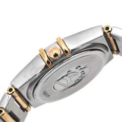 Omega Cream 18k Yellow Gold Stainless Steel Diamond Constellation 795.1202 Women's Wristwatch 25 mm  