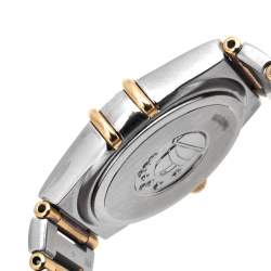 Omega Cream 18k Yellow Gold Stainless Steel Diamond Constellation 795.1202 Women's Wristwatch 25 mm  