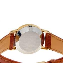 Pre Owned Omega Silver Gold Plated Stainless Steel Leather Vintage De Ville 591.0044 Women's Wristwatch 24 mm