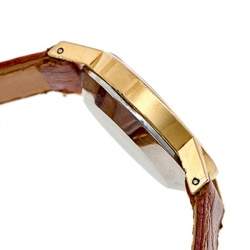 Pre Owned Omega Silver Gold Plated Stainless Steel Leather Vintage De Ville 591.0044 Women's Wristwatch 24 mm