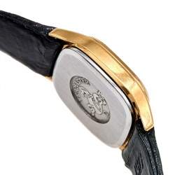 Omega Champagne Gold Plated Stainless Steel Leather Seamaster Brest 596.0045 Women's Wristwatch 22 mm