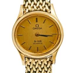 Pre Owned Omega Champagne Gold Plated Vintage De Ville 591.0022 Women's Wristwatch 23 mm