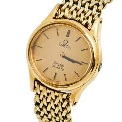 Pre Owned Omega Champagne Gold Plated Vintage De Ville 591.0022 Women's Wristwatch 23 mm