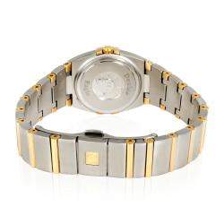 Pre Owned Omega MOP Diamonds 18K Yellow Gold And Stainless Steel Constellation Double Eagle 1389.75.00 Women's Wristwatch 25 MM