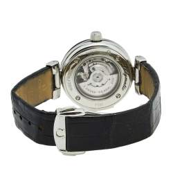 Pre Owned Omega Black Stainless Steel Leather Ladymatic 425.33.34.20.01.001 Women's Wristwatch 34 mm