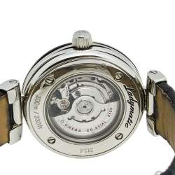 Pre Owned Omega Black Stainless Steel Leather Ladymatic 425.33.34.20.01.001 Women's Wristwatch 34 mm
