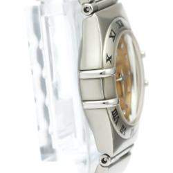 Pre Owned Omega Orange Stainless Steel Diamond Cindy Crawford Constellation 1564.65 Women's Wristwatch 23.5 MM