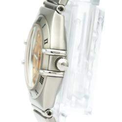 Pre Owned Omega Orange Stainless Steel Diamond Cindy Crawford Constellation 1564.65 Women's Wristwatch 23.5 MM