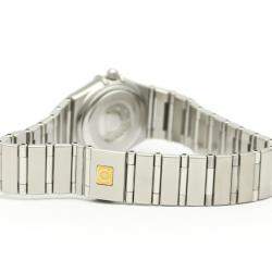 Pre Owned Omega Orange Stainless Steel Diamond Cindy Crawford Constellation 1564.65 Women's Wristwatch 23.5 MM