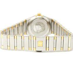 Pre Owned Omega Champagne Diamonds 18k Yellow Gold And Stainless Steel Constellation 1267.10 Women's Wristwatch 22 MM