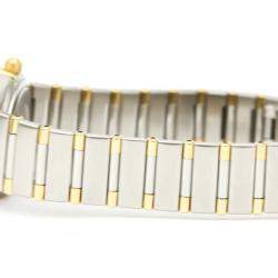 Pre Owned Omega Champagne Diamonds 18k Yellow Gold And Stainless Steel Constellation 1267.10 Women's Wristwatch 22 MM