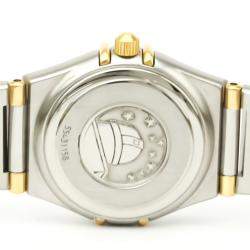 Pre Owned Omega Champagne Diamonds 18k Yellow Gold And Stainless Steel Constellation 1267.10 Women's Wristwatch 22 MM