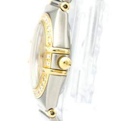 Pre Owned Omega Champagne Diamonds 18k Yellow Gold And Stainless Steel Constellation 1267.10 Women's Wristwatch 22 MM