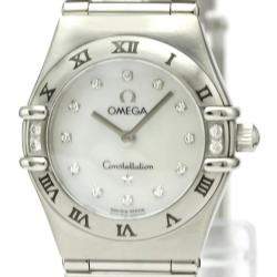Omega MOP Diamonds Stainless Steel Constellation Quartz 1566.76 Women's Wristwatch 22 MM