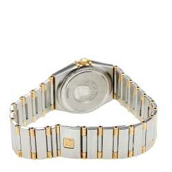 Pre Owned Omega White 18k Yellow Gold Stainless Steel Constellation 795.12.02 Women's Wristwatch 25 mm