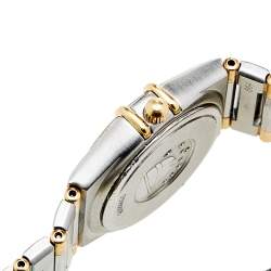 Pre Owned Omega White 18k Yellow Gold Stainless Steel Constellation 795.12.02 Women's Wristwatch 25 mm