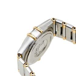 Pre Owned Omega White 18k Yellow Gold Stainless Steel Constellation 795.12.02 Women's Wristwatch 25 mm