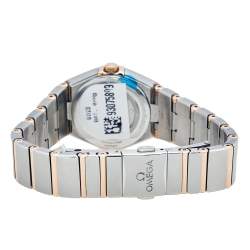 Pre Owned Omega Blue 18k Rose Gold Stainless Steel Diamond Constellation 13125256053002 Women's Wristwatch 25 mm