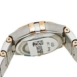 Pre Owned Omega Blue 18k Rose Gold Stainless Steel Diamond Constellation 13125256053002 Women's Wristwatch 25 mm