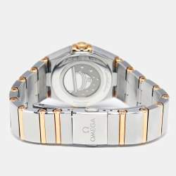 Pre Owned Omega Mother Of Pearl 18K Yellow Gold Stainless Steel Constellation 131.20.25.60.55.002 Women's Wristwatch 25 mm