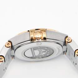 Pre Owned Omega Mother Of Pearl 18K Yellow Gold Stainless Steel Constellation 131.20.25.60.55.002 Women's Wristwatch 25 mm