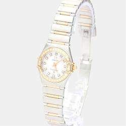 Omega MOP Diamonds 18K Rose Gold And Stainless Steel Constellation 1360.75 Women's Wristwatch 22 MM