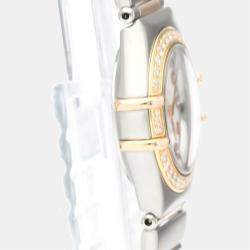 Omega MOP Diamonds 18K Rose Gold And Stainless Steel Constellation 1360.75 Women's Wristwatch 22 MM