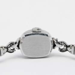 Pre Owned Omega Silver 14K White Gold Vintage Manual Winding Women's Wristwatch 14 mm