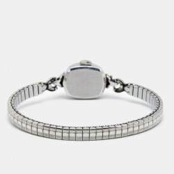 Pre Owned Omega Silver 14K White Gold Vintage Manual Winding Women's Wristwatch 14 mm