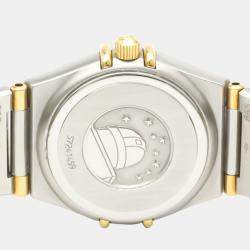 Pre Owned Omega Champagne Diamonds 18K Yellow Gold And Stainless Steel Constellation 1367.10 Women's Wristwatch 22 MM