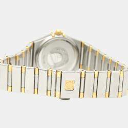 Pre Owned Omega Champagne Diamonds 18K Yellow Gold And Stainless Steel Constellation 1367.10 Women's Wristwatch 22 MM