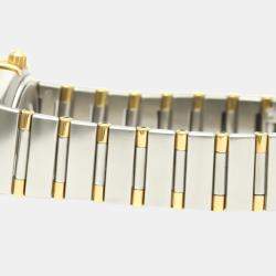 Pre Owned Omega Champagne Diamonds 18K Yellow Gold And Stainless Steel Constellation 1367.10 Women's Wristwatch 22 MM