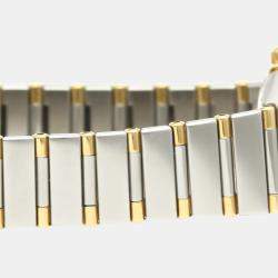 Pre Owned Omega Champagne Diamonds 18K Yellow Gold And Stainless Steel Constellation 1367.10 Women's Wristwatch 22 MM