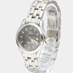 Pre Owned Omega Black Stainless Steel Seamaster 120M Quartz Women's Wristwatch 29 mm