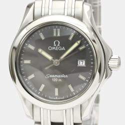 Pre Owned Omega Black Stainless Steel Seamaster 120M Quartz Women's Wristwatch 29 mm