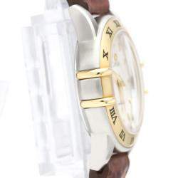 Pre Owned Omega Silver 18K Yellow Gold And Stainless Steel Constellation 1372.30 Women's Wristwatch 25 mm