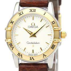 Pre Owned Omega Silver 18K Yellow Gold And Stainless Steel Constellation 1372.30 Women's Wristwatch 25 mm